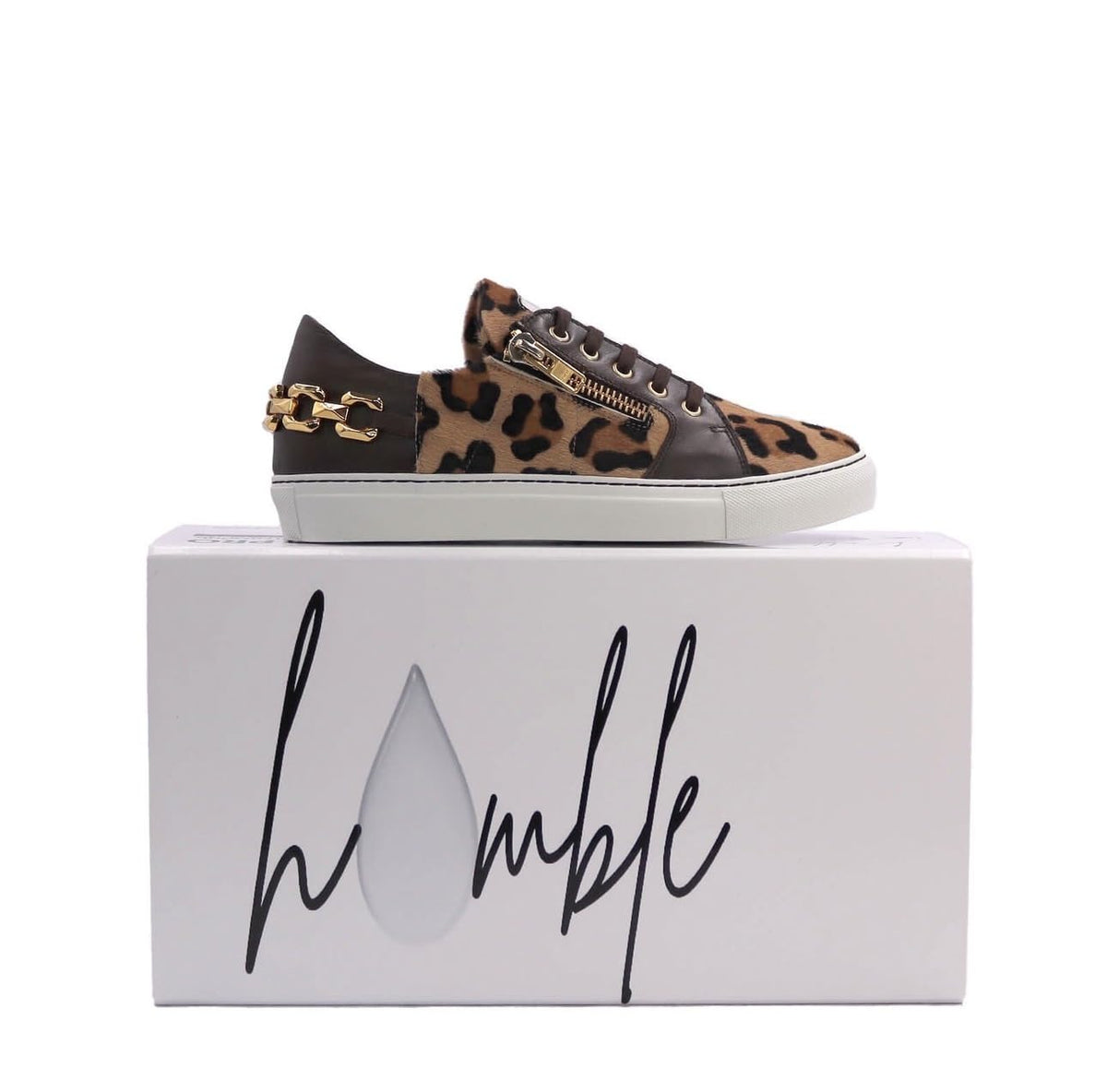 G'Lo Pro Italian Leather Leopard Low-Tops