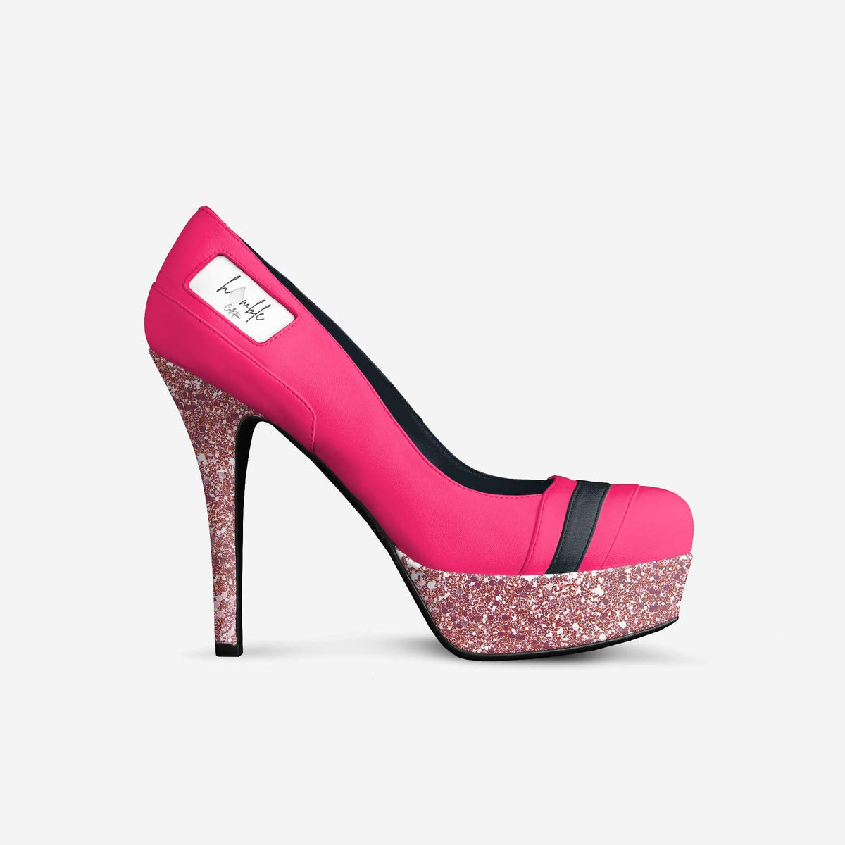 Stel'O Pink Italian Leather Platform Pumps