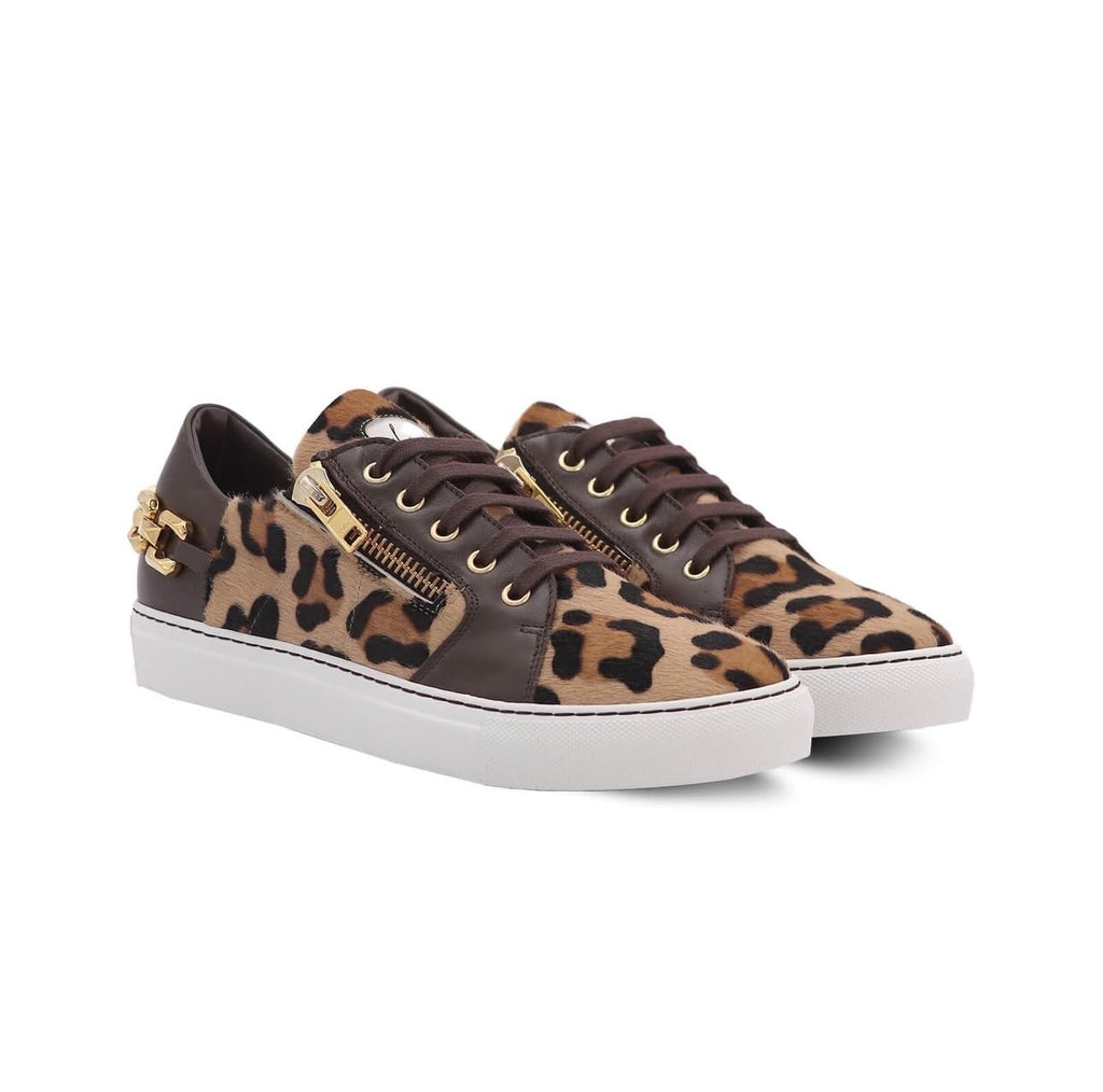 G'Lo Pro Italian Leather Leopard Low-Tops