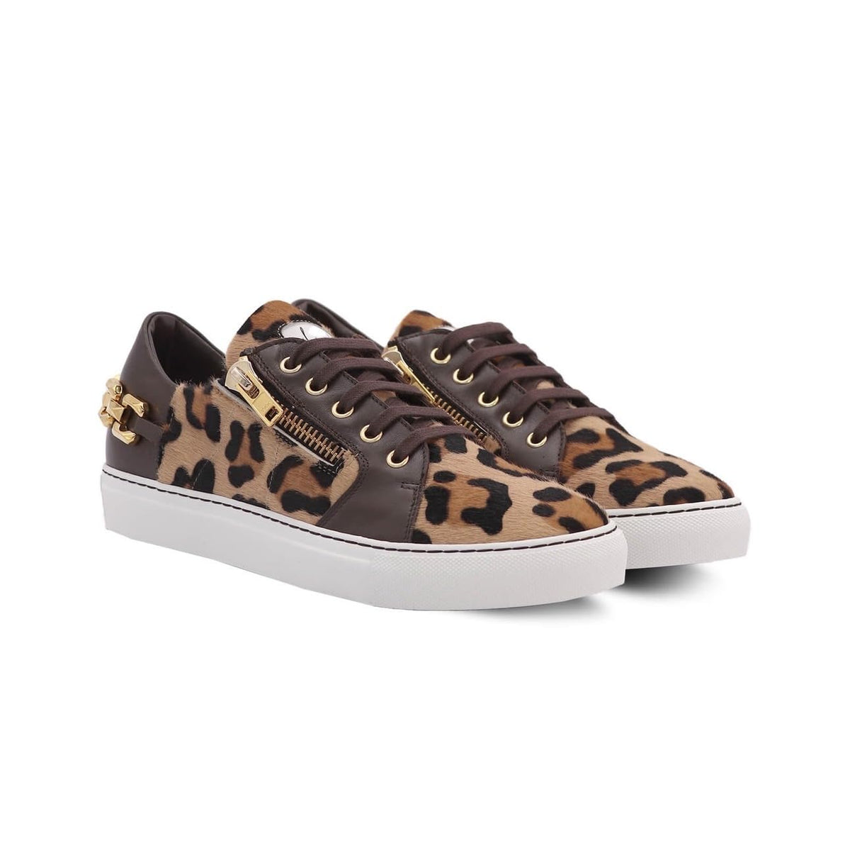 G'Lo Pro Italian Leather Leopard Low-Tops