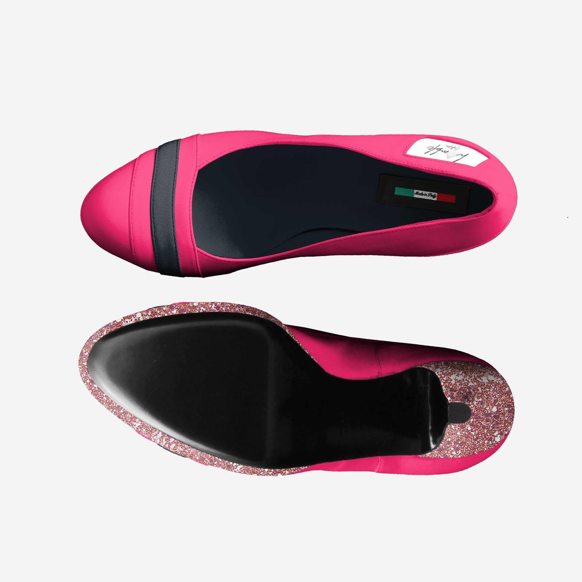 Stel'O Pink Italian Leather Platform Pumps