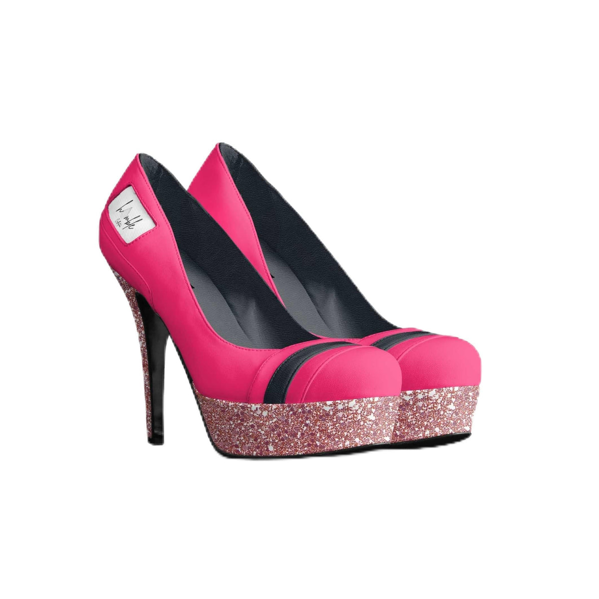 Stel'O Pink Italian Leather Platform Pumps
