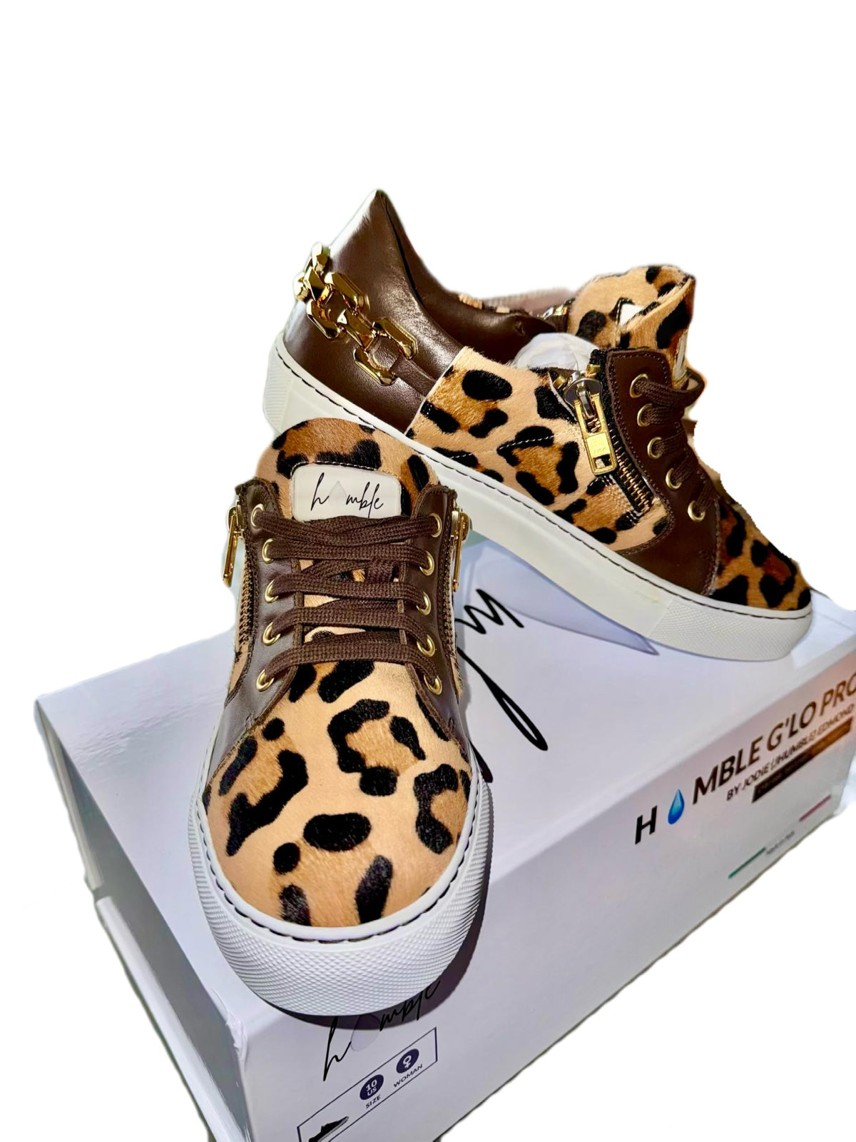 G'Lo Pro Italian Leather Leopard Low-Tops