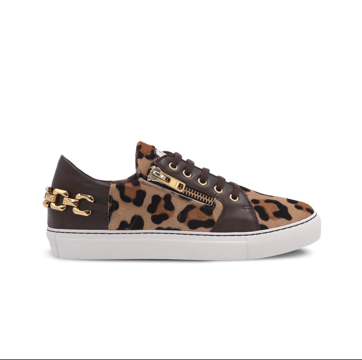 G'Lo Pro Italian Leather Leopard Low-Tops