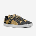 D’Vyne-Gold & Black Studded Leather Low-Tops