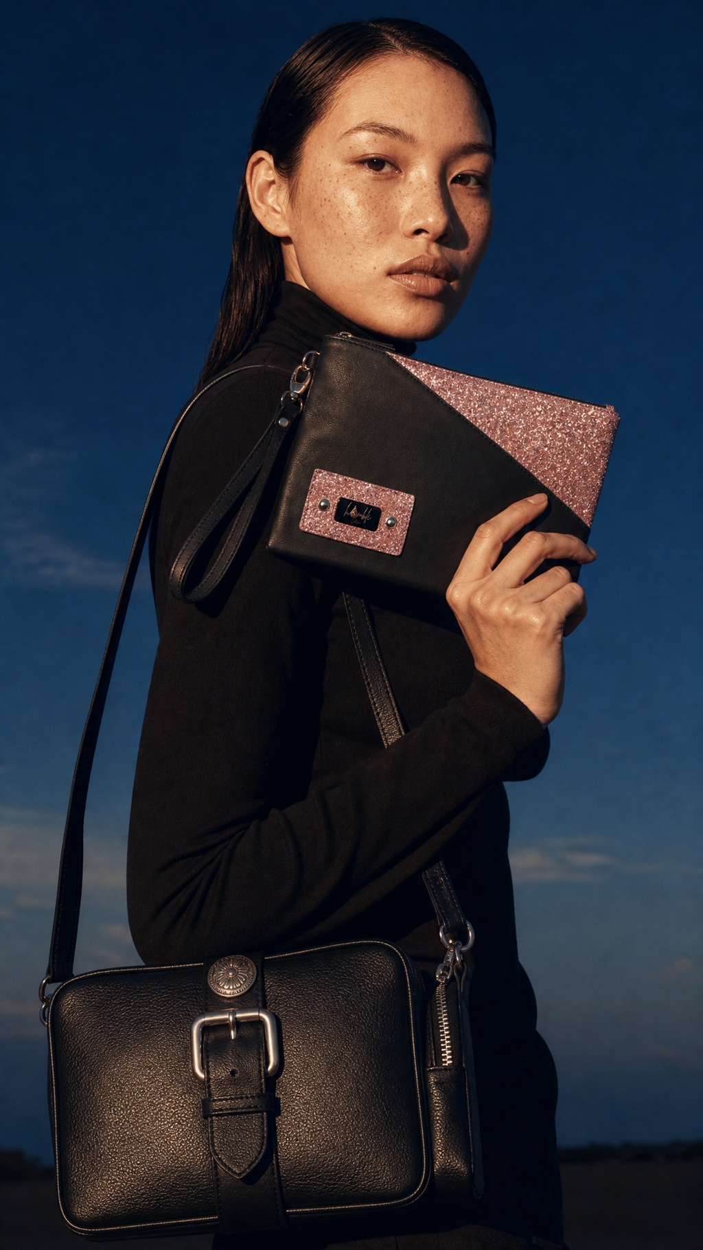 Stel'O Luxe Blaque Italian Leather Clutch Bag