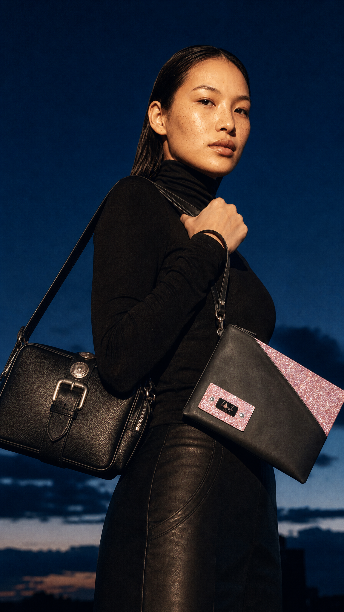 Stel'O Luxe Blaque Italian Leather Clutch Bag