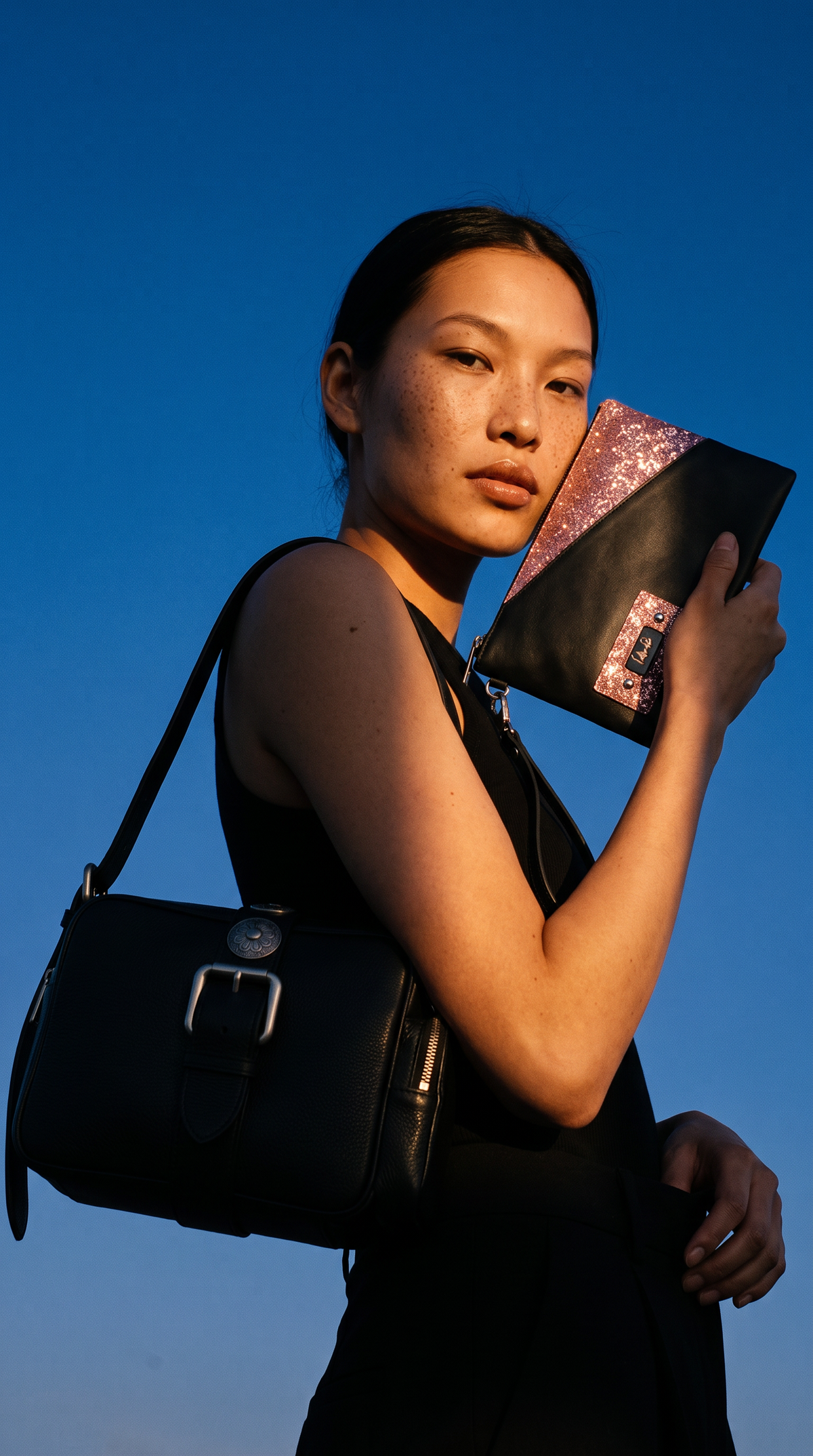Stel'O Luxe Blaque Italian Leather Clutch Bag