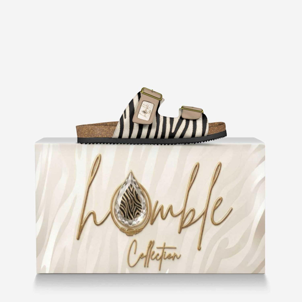 Humble F'Lo's Italian Leather Zebra Belt Sandals