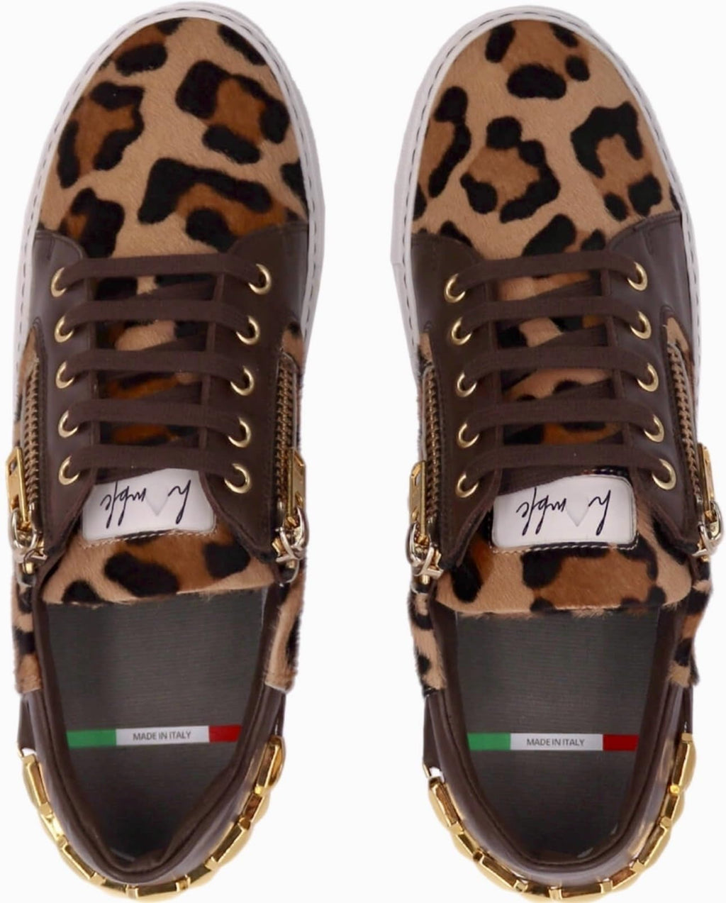 G'Lo Pro Italian Leather Leopard Low-Tops