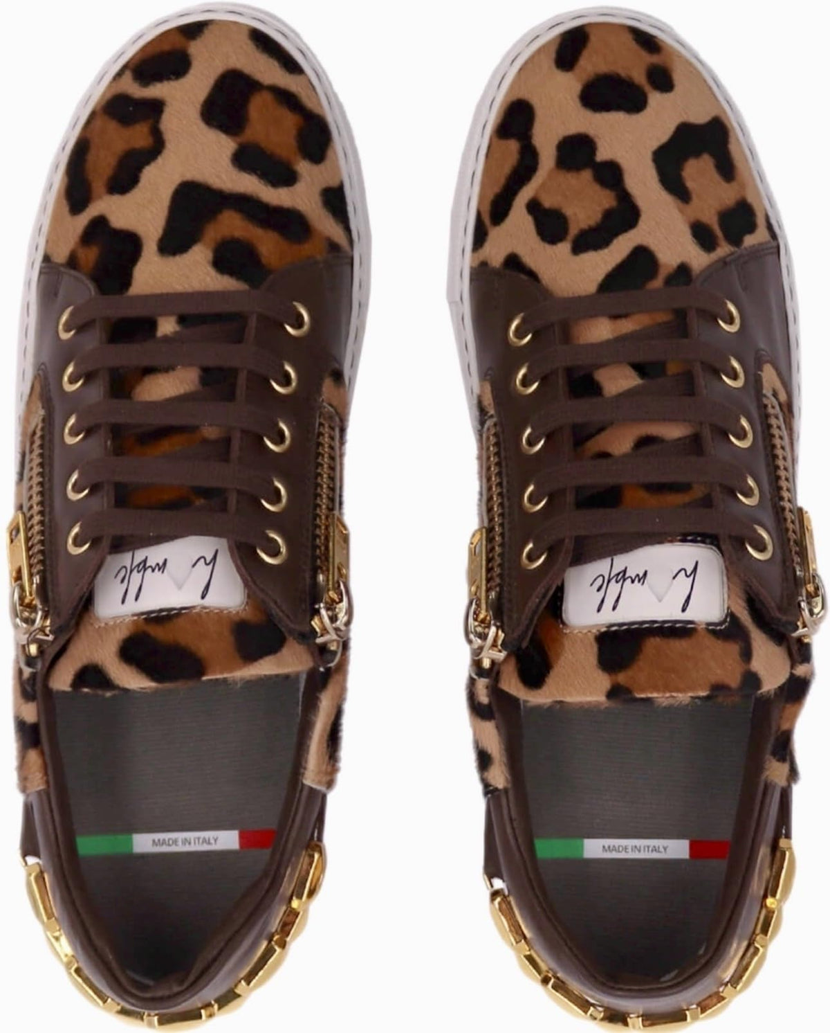 G'Lo Pro Italian Leather Leopard Low-Tops