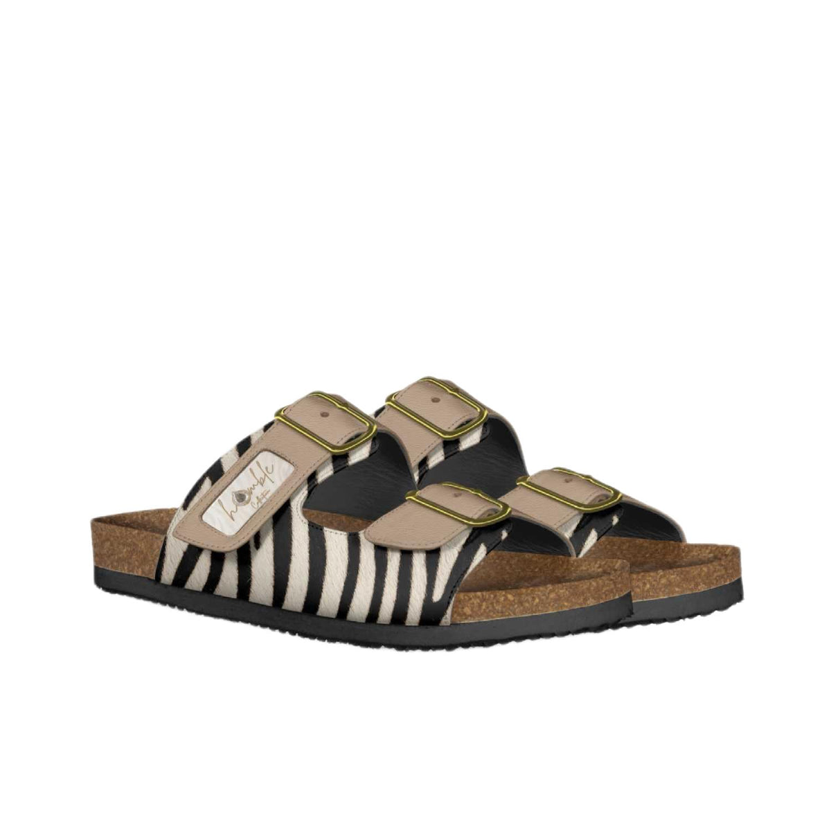 Humble F'Lo's Italian Leather Zebra Belt Sandals